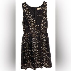 🆕Altar’d State Black and Gold Lacey Metallic Sleeveless Cocktail Dress